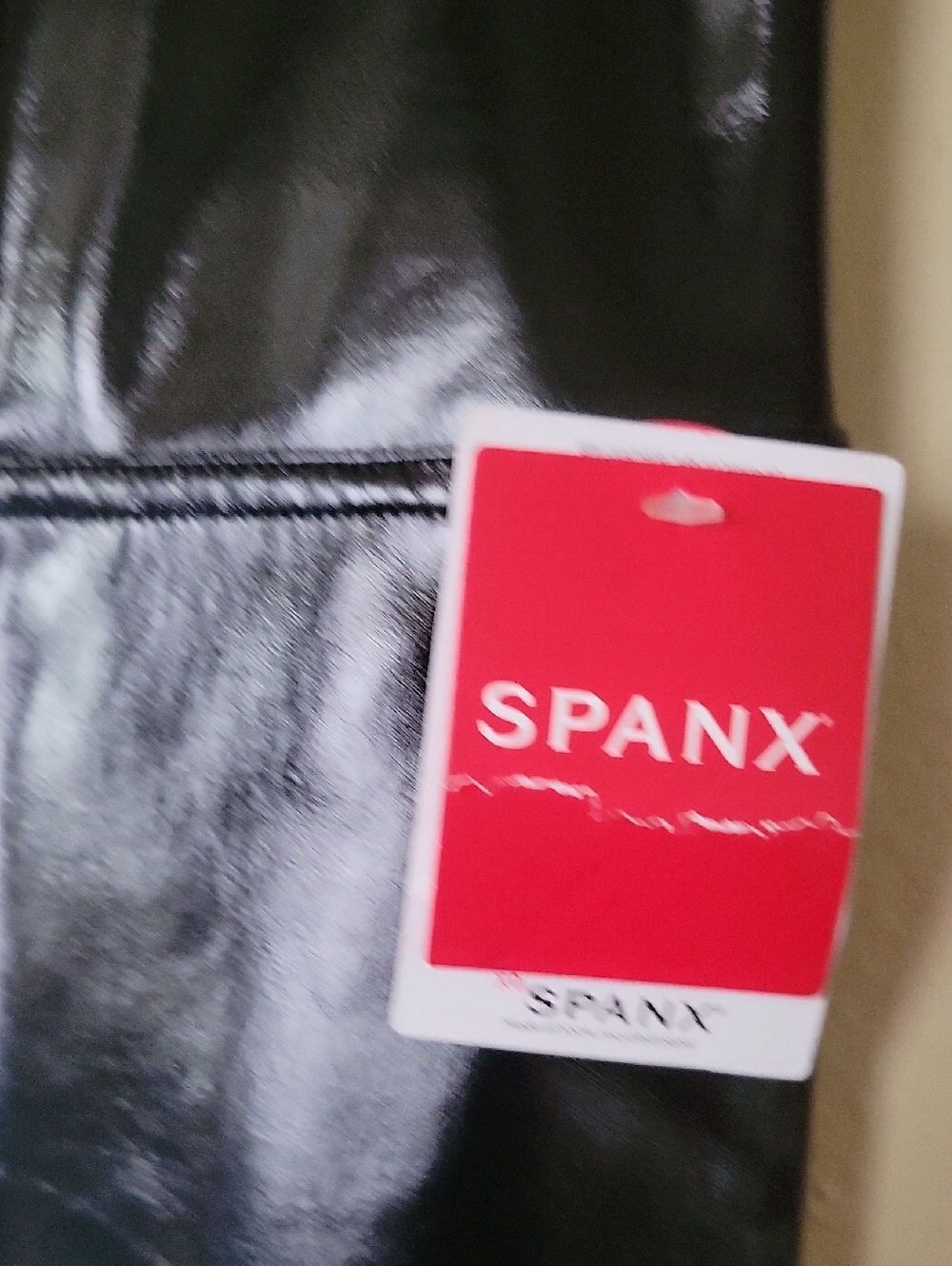 SPANX High-Shine Black Vinyl LADIES  Pants - Picture 2 of 7